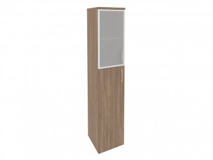 Офисная мебель ONIX O.SU-1.7R(L/R) Шкаф высокий узкий (1 средний фасад ЛДСП + 1 низкий фасад стекло в раме)